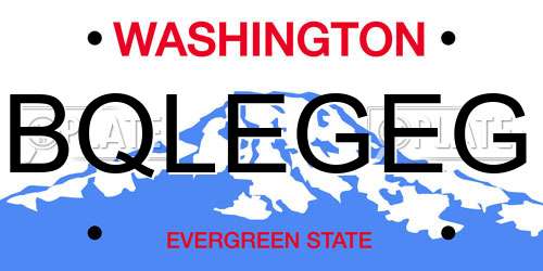 BQLEGEG Washington License Plate