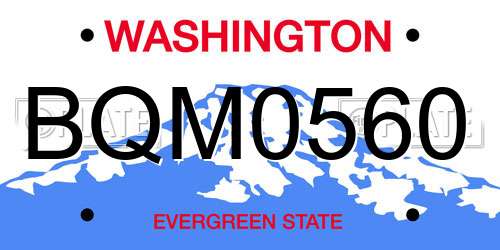 BQM0560 Washington License Plate