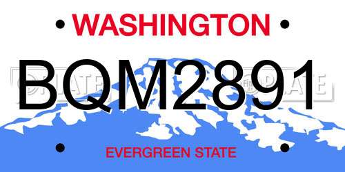 BQM2891 Washington License Plate