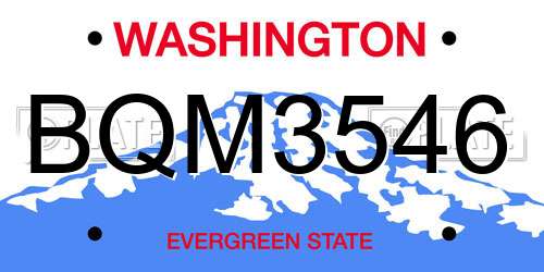 BQM3546 Washington License Plate