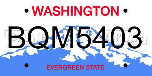 BQM5403 Washington License Plate