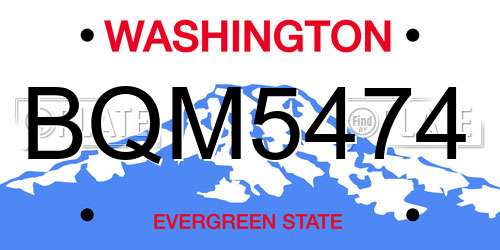 BQM5474 Washington License Plate
