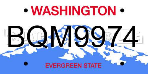 BQM9974 Washington License Plate