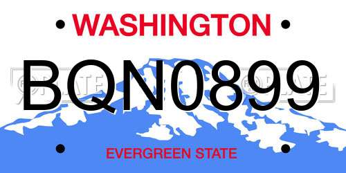 BQN0899 Washington License Plate