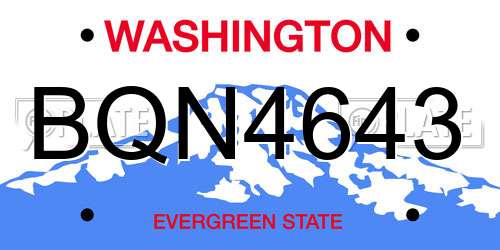 BQN4643 Washington License Plate