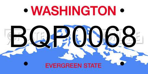 BQP0068 Washington License Plate