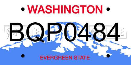 BQP0484 Washington License Plate