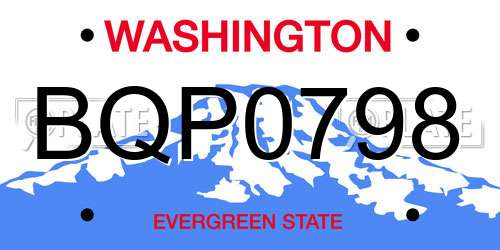 BQP0798 Washington License Plate