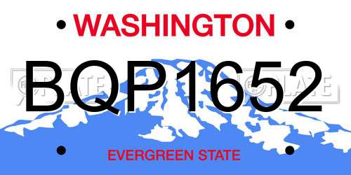 BQP1652 Washington License Plate