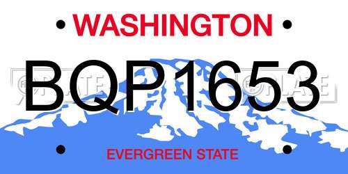 BQP1653 Washington License Plate