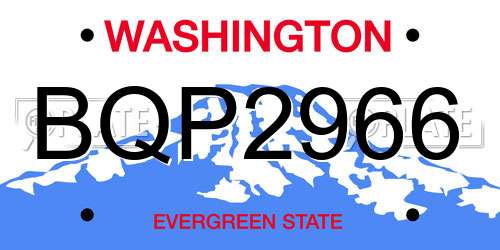 BQP2966 Washington License Plate