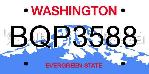 BQP3588 Washington License Plate