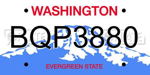 BQP3880 Washington License Plate