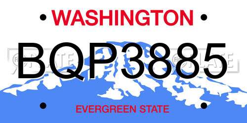 BQP3885 Washington License Plate