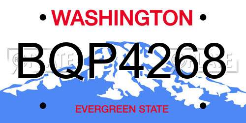 BQP4268 Washington License Plate