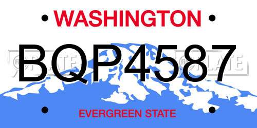 BQP4587 Washington License Plate