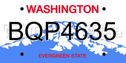 BQP4635 Washington License Plate