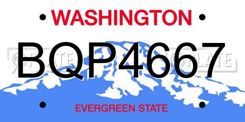 BQP4667 Washington License Plate