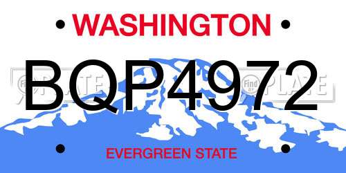 BQP4972 Washington License Plate