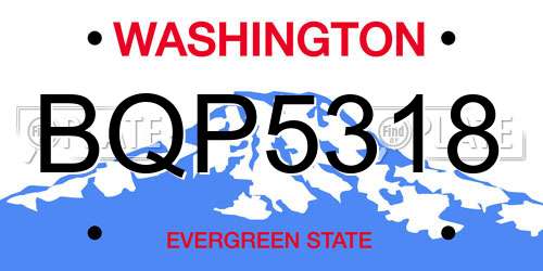 BQP5318 Washington License Plate