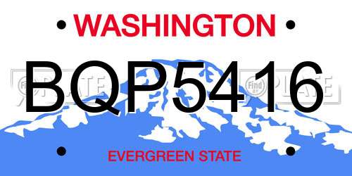 BQP5416 Washington License Plate