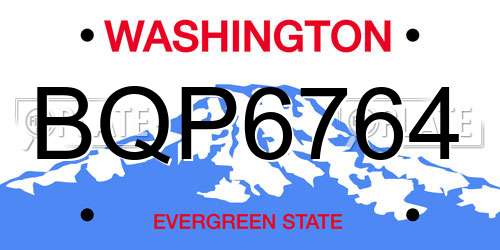 BQP6764 Washington License Plate