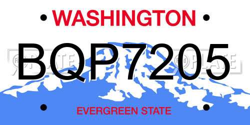 BQP7205 Washington License Plate