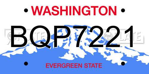 BQP7221 Washington License Plate