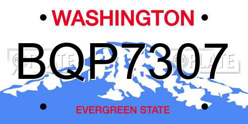 BQP7307 Washington License Plate