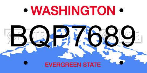 BQP7689 Washington License Plate