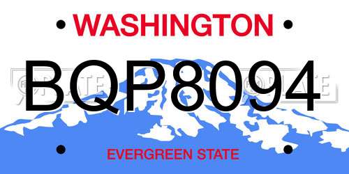 BQP8094 Washington License Plate