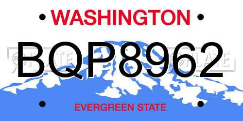 BQP8962 Washington License Plate