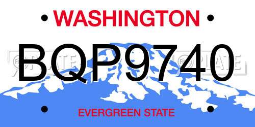 BQP9740 Washington License Plate