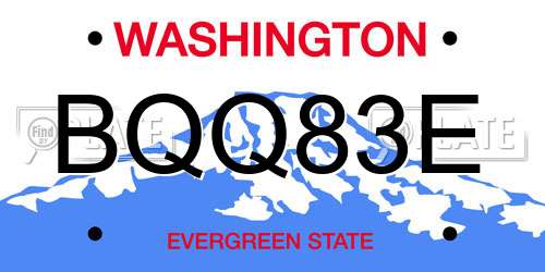 BQQ83E Washington License Plate