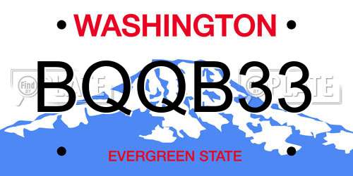 BQQB33 Washington License Plate