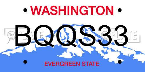 BQQS33 Washington License Plate