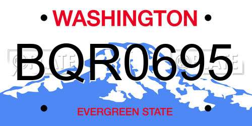 BQR0695 Washington License Plate