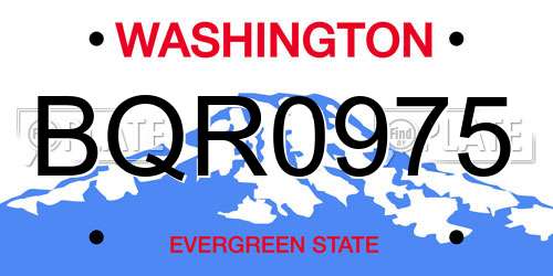 BQR0975 Washington License Plate