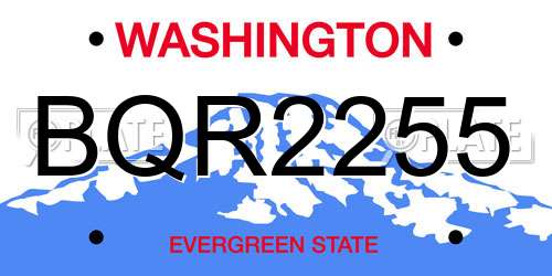 BQR2255 Washington License Plate