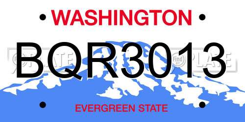 BQR3013 Washington License Plate