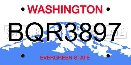 BQR3897 Washington License Plate