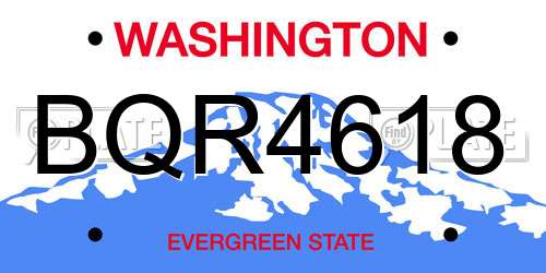 BQR4618 Washington License Plate