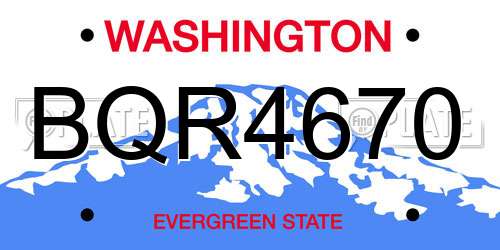 BQR4670 Washington License Plate