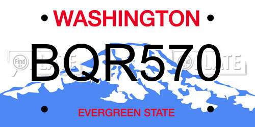 BQR570 Washington License Plate