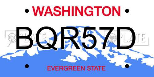BQR57D Washington License Plate