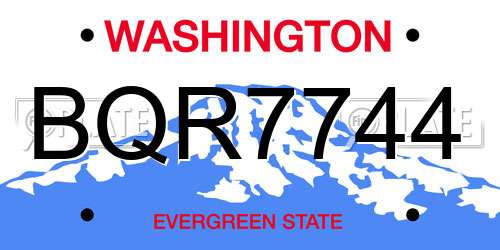 BQR7744 Washington License Plate