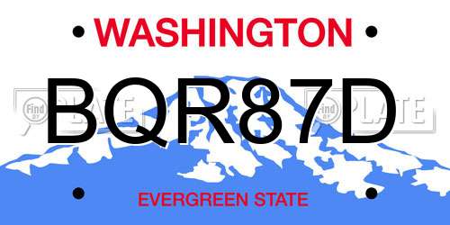 BQR87D Washington License Plate
