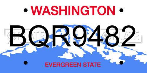BQR9482 Washington License Plate
