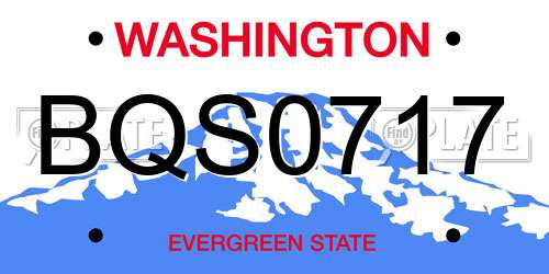 BQS0717 Washington License Plate