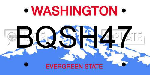BQSH47 Washington License Plate